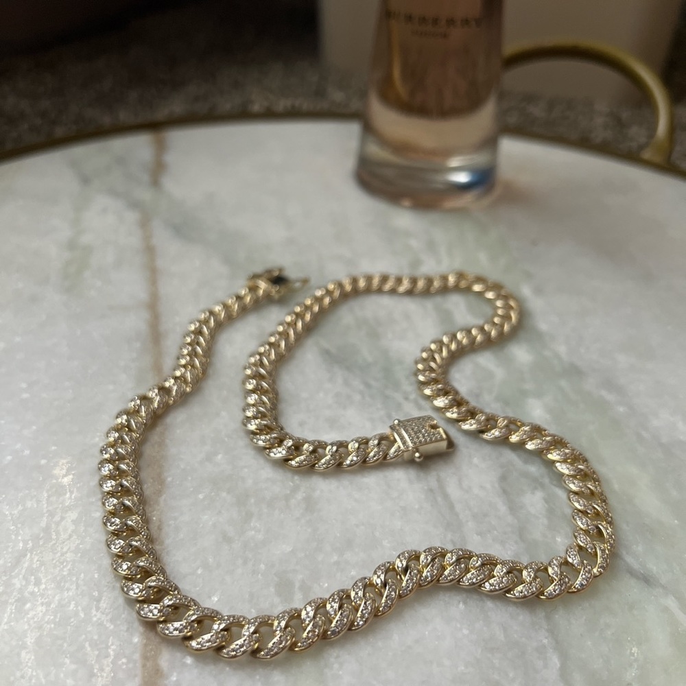 Cuban link chain with diamonds
